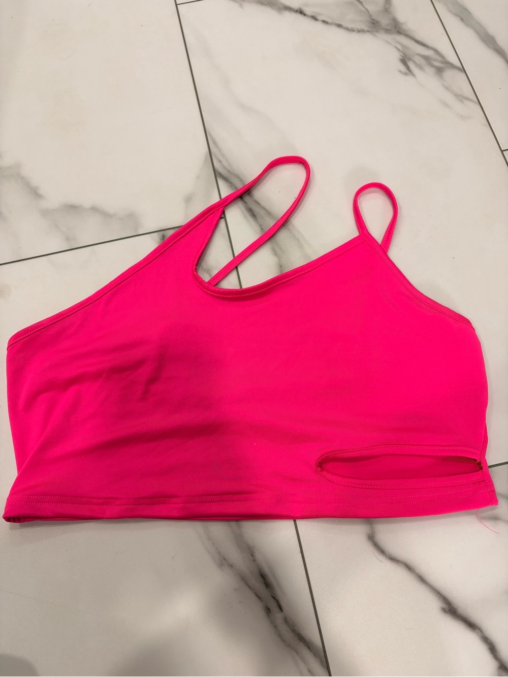 Hot Pink One Shoulder Cutout Crop Top